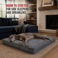 Matelas orthopédique pour chien, rectangulaire, gris, matelassé, lit de sol pour chiens couchant sur le côté et grands animaux