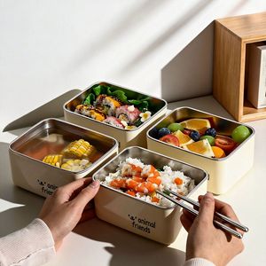 Stainless Steel Food <b>Container</b> BPA Free Microwaveable Thermos Insulated Lunch Box Set with Cutlery - Product Image 3