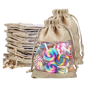 Sacs en toile de jute écologiques avec cordon de serrage pour cadeaux de mariage, échantillons cosmétiques, en jute naturel - Product Image 1