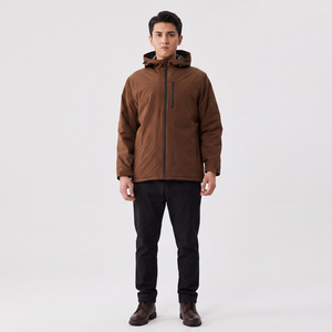 Polyester/Cotton Blend Stand Collar Hooded Running Outdoor Full Zipper Windbreak Linen Lining <b>Waterproof</b> Front Logo Sport <b>Jacket</b> - Product Image 1