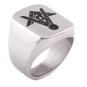 Freemason Logo Stainless Steel <b>Ring</b> 18MM Square Geometric Unisex Jewelry Gift - Product Image 2