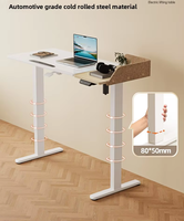 Bureau électrique relevable réversible et effaçable (88+30)*50cm avec plateau en verre trempé, poste de travail assis-debout, table de bureau et d'étude