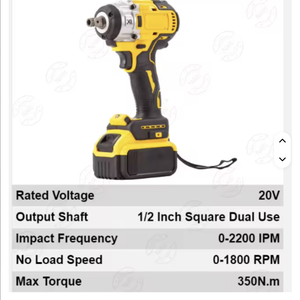 ชุดเครื่องมือไร้สาย 8-Dewal Practical 4-in-1 สีเหลือง สำหรับงานภาคสนาม ประกอบด้วย ประแจ สว่าน ค้อนกระแทก และแบตเตอรี่ Wkc ที่ปรับแต่งได้ - Product Image 6