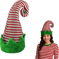 Chapeaux de Noël en peluche personnalisés pour adultes et enfants - Chapeaux d'elfe de Noël de dessin animé avec attaches pour les oreilles, pour les fêtes, utilisables en toutes saisons