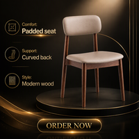 Chaise de salle à manger moderne rembourrée en bois massif, siège de salle à manger en bois massif, chaise d'appoint beige avec coussin pour la maison et l'hôtel