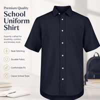 Chemise de travail à col pointu et manches courtes en fibre de polyester antibactérienne, couleur unie, avec poche et étiquette personnalisée au col pour le bureau