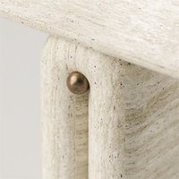 Table console moderne en travertin blanc beige de style Wabi-sabi poli de luxe pour salon, villa, hôtel, manoirs, décoration