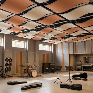 Paneles Acústicos Decorativos de Fibra de Vidrio Tipo Ola para Techos Suspendidos, Ideales para Salas de Ensayo de Orquestas - Product Image 1