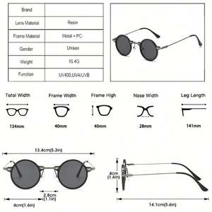 Gafas de Sol Redondas Pequeñas Estilo Steampunk con Lentes Transparentes Color Océano, Protección UV400, Moda Retro 2025 para Mujer y Hombre - Product Image 6