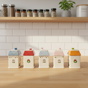 Barattolo per Spezie in Ceramica a Forma di Casa, Design Popolare per Cucina, per Sale, <span class=keywords><strong>Pepe</strong></span> e Zucchero - Product Image 2