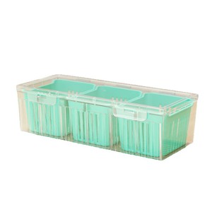 <b>Kitchen</b> <b>Storage</b> Box Double Layer Rectangle With Handle For Fridge Vegetable Fruit Organizer Yellow White Green Plastic Lid - Product Image 3