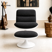 Fauteuil de balcon Pattie - Style luxe léger, petit fauteuil pivotant ergonomique en tissu moderne pour hôtel et salle à manger