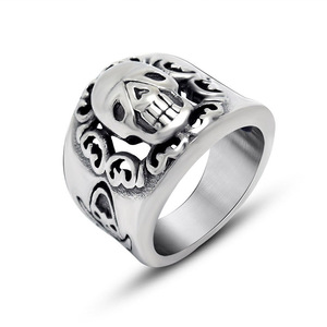 European American Style <b>Titanium</b> Steel Skull <b>Ring</b> Hollow Pattern Punk Men's Jewelry Gift SA855 - Product Image 5