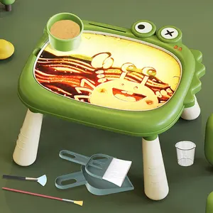 Juego de mesa de dibujo de pintura de arena de dinosaurio al por mayor con kit de herramientas ligeras pintura de arena de juguete para niños