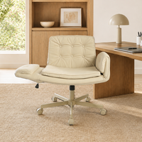 Fauteuil de bureau exécutif inclinable en cuir PU avec accoudoirs rabattables et pieds croisés, chaise de bureau pour ordinateur à domicile