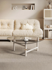 AGS-05-CJ Modern Minimalist Triangle Coffee <b>Table</b> with Tempered Glass Top and Metal Frame for <b>Small</b> Space Living Room Furniture - Product Image 4