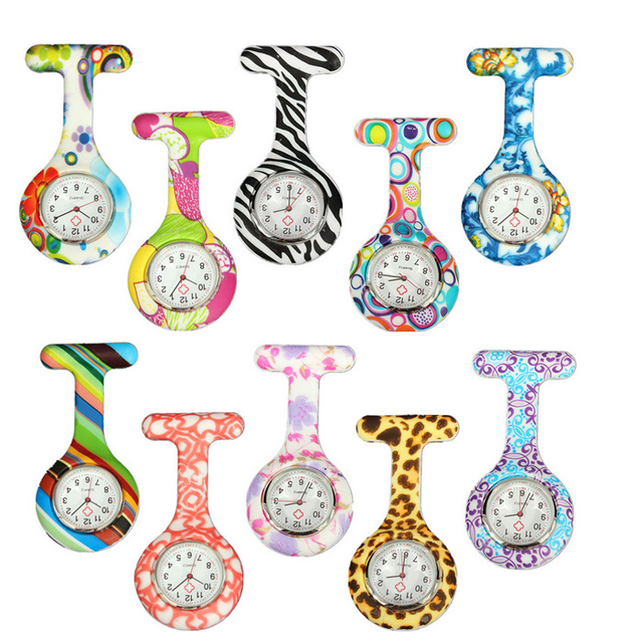 Round Shape Silicone Nurse Fob Watch with Pin Quartz Movement