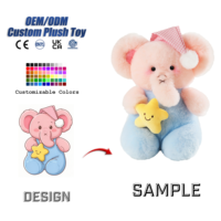 Boneka Gajah Pink Lucu Custom, Mainan Hewan Isi Dakron, Hadiah Ulang Tahun Gajah Bintang untuk Bayi, Pereda Stres untuk Anak-Anak, Warna Dapat Disesuaikan
