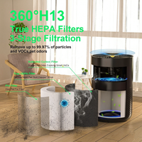 Purificateur d'air HEPA H13 OEM ODM, 100-240V, large plage de tension, économie d'énergie, minuterie 4 vitesses, silencieux, moteur DC sans balais, pour la maison et le bureau