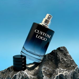 Trending Cylinder Gradient Blue Glass Perfume <b>Bottle</b> 30ml 50ml 100ml Men Empty Refillable Perfume <b>Bottle</b> with Magnetic Black Cap - Product Image 3
