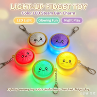 Porte-clés Fidget en forme de pain vapeur, jouet mignon de dessin animé, mini panier vapeur LED à presser, anti-stress, unisexe, pour enfants de 5 ans et plus, idéal pour les fêtes