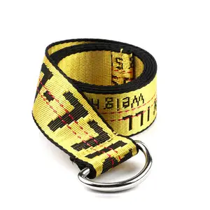 Ceinture en Nylon blanc Jacquard tissé avec Logo personnalisé avec anneaux en D