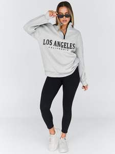 Sweat-shirt polaire décontracté surdimensionné pour femme, à col zippé, imprimé brodé, anti-plis, respirant, à manches longues, pour l'hiver - Product Image 2