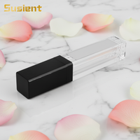 Nouveau design – Tubes cosmétiques en plastique argenté et noir pour brillant à lèvres et gloss, avec bouchons à brosse, capuchons à vis, lumière LED et miroir intégré