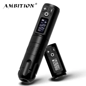 Hot Sell Ambition Soldier Professional Digital Wireless Rotary Tattoo Pen Machine Kit with Extra Battery for Body Art