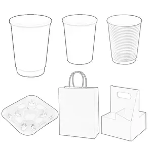LOKYO Disposable paper coffee cup packaging set custom to go hot drinks takeaway cup holder with paper bag