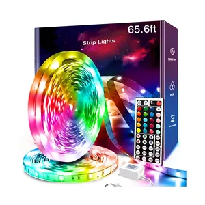 12V 5050 RGB 65.6ft 20m Led Strip Light Chasing Aluminum Profile For Balloons With Remote Battery Powered