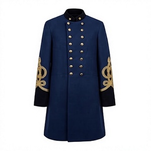 Manteau long croisé pour homme style vintage avec décorations aux manches, idéal pour les occasions formelles et l'extérieur - Product Image 1