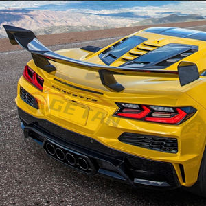Для 20-Up Corvette C8 Z06 ZR1 стиль сухой карбоновый задний спойлер высокого крыла кронштейн и карбоновый передний капот двигателя обвес - Product Image 5