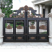 Porte en aluminium à battants de villa, style classique européen de luxe, en alliage d'aluminium, clôture en acier inoxydable, treillis et portails