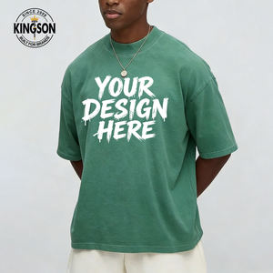 Camiseta de Hombre, Corte Cuadrado, Hombros Caídos, Cuello Redondo Simulado Vintage, Camiseta Lisa Lavada, Diseño Personalizado al por Mayor, Camiseta de Algodón de Primavera para Hombre - Product Image 1