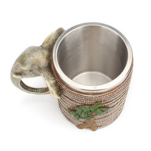 Nouvelle arrivée <span class=keywords><strong>Selva</strong></span> Style 20 oz Double paroi baril cocotier bière tasses tasse en acier inoxydable à la main résine éléphant bière tasse - Product Image 4