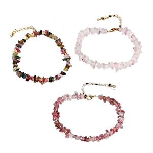 Bracelet Boheng tendance en pierres naturelles taillées, gravillons de cristal, pour femme, avec pierres précieuses colorées pour la guérison, idéal comme cadeau - Product Image 1