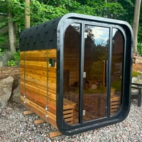 Sauna finlandais moderne en cèdre rouge pour 2 à 4 personnes, avec chauffage électrique infrarouge lointain 6KW, idéal pour villa.