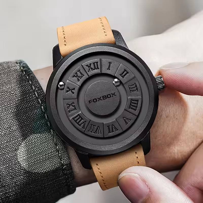 Lige Foxbox 0047 FB0047 Relojes Acero inoxidable Cuero Negro