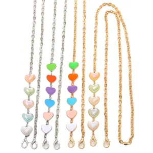 Zinc Alloy Drop Oil Heart Diagonal Cross Mobile Phone Chain Made of ABS Material