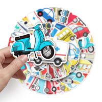 Autocollants de logo découpés à la forme, durables, imperméables, adhésifs, impression personnalisée, prêts à expédier, pour voitures, bus, avions, véhicules, 50 pièces par sac