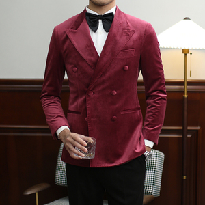 <span class=keywords><strong>Veste</strong></span> de <span class=keywords><strong>smoking</strong></span> de luxe Isirhonour pour <span class=keywords><strong>homme</strong></span> en velours rouge, style Old Money, revers châle, coupe italienne, pour mariage et dîner formel - Product Image 2