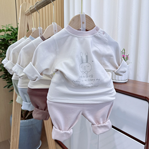 ชุดแยกชิ้นสำหรับเด็ก<span class=keywords><strong>ทารก</strong></span> กางเกงนอนผ้าฝ้ายอุ่นเอวสูงป้องกันหน้าท้องสำหรับฤดูใบไม้ร่วง/ฤดูหนาว - Product Image 3