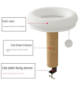 Lit pour <span class=keywords><strong>chat</strong></span> de bureau en bois gain de place, griffoir combiné tout-en-un, <span class=keywords><strong>arbre</strong></span> <span class=keywords><strong>à</strong></span> <span class=keywords><strong>chat</strong></span> avec condo, perchoir de bureau, jeu pour chats adultes, carton - Product Image 4