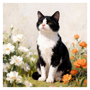 Impression sur toile petite taille, motif <span class=keywords><strong>chat</strong></span> mignon, art mural moderne, style floral, <span class=keywords><strong>portrait</strong></span> de chaton HD, <span class=keywords><strong>dessin</strong></span> pour décoration de salon - Product Image 1