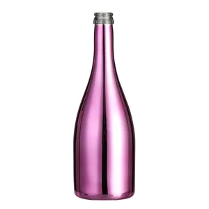 Individuelle 750 ml galvanisierte goldene leere Glasflasche für Spirituosen Wodka Gin Champagner Likör