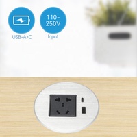 Soket Daya sofa pengisi daya usb 18 W PD, grommet meja Tiongkok bulat tersembunyi pintar untuk rumah kantor