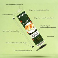 Personnalisation 220mm 50mm OEM Ensemble d'emballage sushi sur mesure Tube Push-Up 20-23ml Bouchons en silicone pour condiments de soja et sirop à emporter