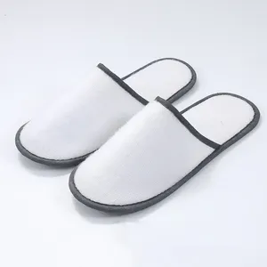 Custom Disposable Hotel Amenities Luxury Soft Nap Cloth Cotton Closed Toe Guests Room SPA slipper