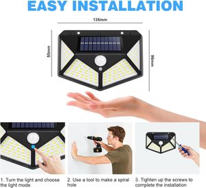 Venta al por Mayor de Lámparas Solares de Seguridad para Jardín con Sensor de Movimiento, Impermeables, Inalámbricas, con Iluminación de 4 Lados y 100 LED - Product Image 3